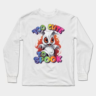 Too Cute To Spook Rainbowcore Rabbit Ghost Long Sleeve T-Shirt